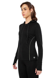 AMANTE ATP94301-JET BLACK FLAUNT HOODIE FULL SLEEVE ACTIVE JACKET