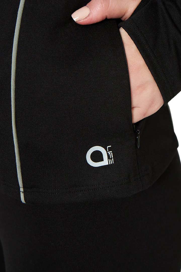 AMANTE ATP94301-JET BLACK FLAUNT HOODIE FULL SLEEVE ACTIVE JACKET