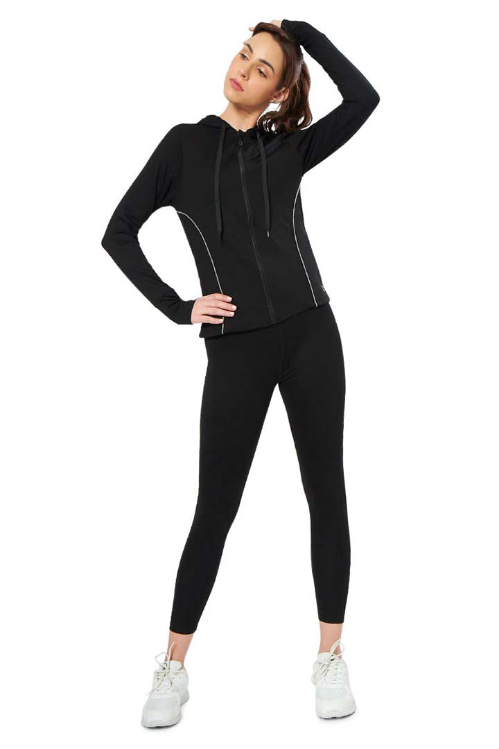 AMANTE ATP94301-JET BLACK FLAUNT HOODIE FULL SLEEVE ACTIVE JACKET