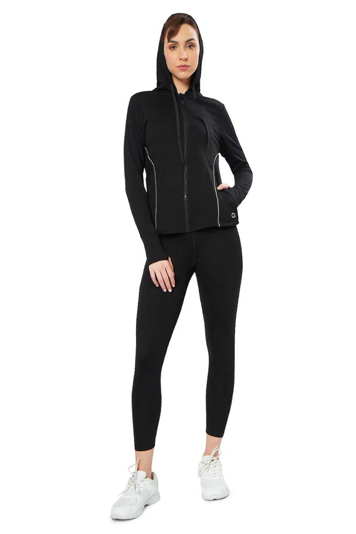 AMANTE ATP94301-JET BLACK FLAUNT HOODIE FULL SLEEVE ACTIVE JACKET