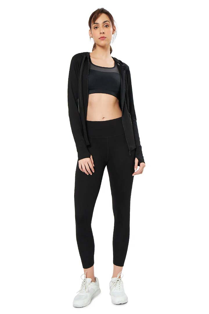 AMANTE ATP94301-JET BLACK FLAUNT HOODIE FULL SLEEVE ACTIVE JACKET