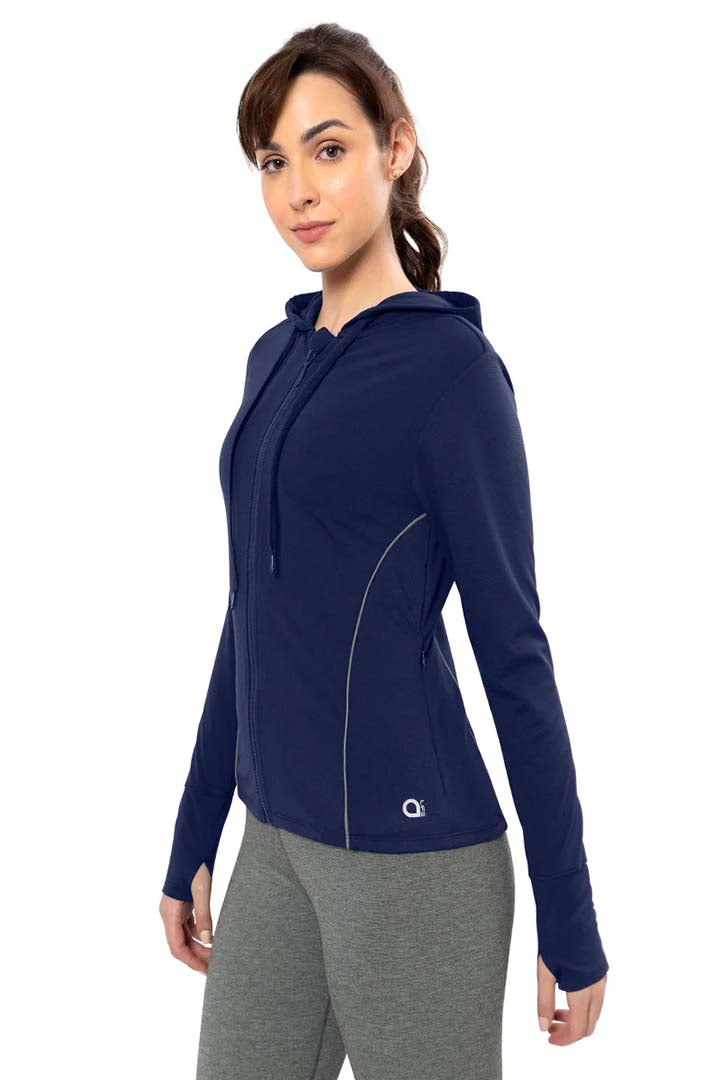 AMANTE ATP94301-MEDIEVAL BLUE FLAUNT HOODIE FULL SLEEVE ACTIVE JACKET