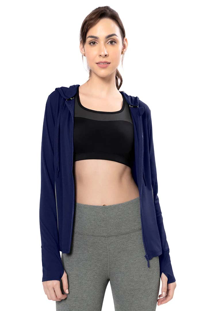 AMANTE ATP94301-MEDIEVAL BLUE FLAUNT HOODIE FULL SLEEVE ACTIVE JACKET