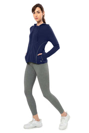 AMANTE ATP94301-MEDIEVAL BLUE FLAUNT HOODIE FULL SLEEVE ACTIVE JACKET