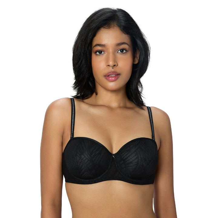 TRIUMPH BRA 123I572-BLACK COMFORT FIT SELF PATTERN BRA
