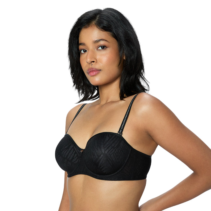 TRIUMPH BRA 123I572-BLACK COMFORT FIT SELF PATTERN BRA