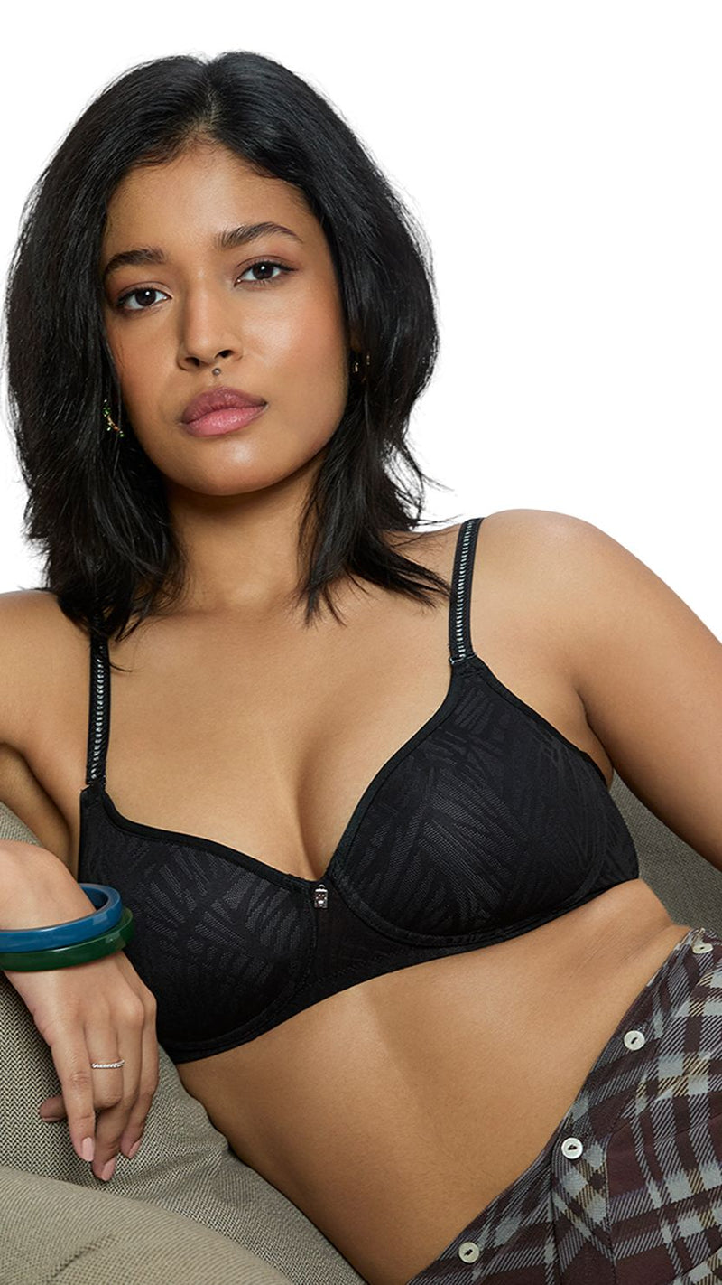 Triumph Black Comfort Fit Self Pattern Bra