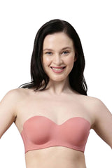 Enamor-F074 Rosette Full Figure Strapless Multi-Way Bra - Padded Wired Medium Coverage