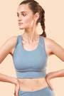 ENAMOR BRA-A202 Goblin Blue Basic Workout Sports Bra Medium Impact Dry Fit Longline Basic