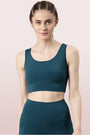 Enamor-E117 Deep Teal Longline Sports Bra – Solid | Scoop Neck Line High Impact Dry Fit Sports Bra
