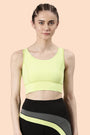 Enamor-E117 Soft Lime Longline Sports Bra – Solid | Scoop Neck Line High Impact Dry Fit Sports Bra