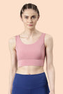 Enamor-E117 Mauve Love Longline Sports Bra – Solid | Scoop Neck Line High Impact Dry Fit Sports Bra