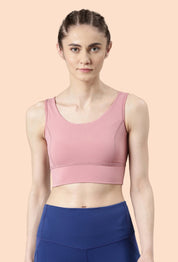 Enamor-E117 Longline Sports Bra – Solid | Scoop Neck Line High Impact Dry Fit Sports Bra