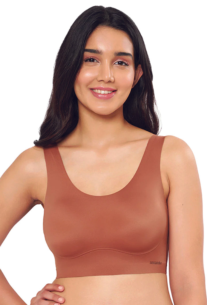 AMANTE BRA-BRA83301 Skins Solid Non Padded Non-Wired Scoop Neck Cami Bra