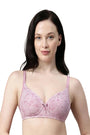 Enamor F023 Pink Wild Lace Perfect Plunge T-Shirt Bra - Padded Wirefree Medium Coverage