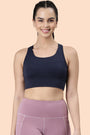 ENAMOR BRA-A202 Navy Basic Workout Sports Bra Medium Impact Dry Fit Longline Basic