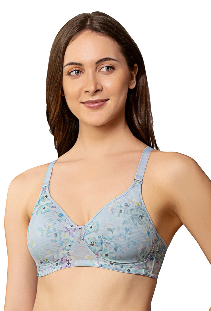 TRIUMPH BRA-110I694 Printed Lightly Padded Non-Wired Detachable Straps Seamless T-Shirt Bra