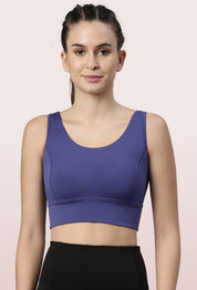 Enamor-E117 Longline Sports Bra – Solid | Scoop Neck Line High Impact Dry Fit Sports Bra