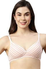 ENAMOR BRA-A039 Crazy Stripes Perfect Coverage T-Shirt Bra - Supima Cotton Padded Wirefree Medium Coverage