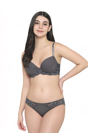 WACOAL BRA BI05B02 GY Balcony & Beyond Padded Wired Half Cup Everyday Wear Smooth Finish Fashion Bra - Grey