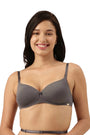 ENAMOR BRA-F058 Ink Grey Enamor Women's Nylon Plunge Full-Coverage Bra