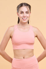 ENAMOR BRA-A202 Rouge Basic Workout Sports Bra Medium Impact Dry Fit Longline Basic