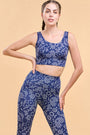 ENAMOR BRA-A204 Halftone Medieval Blue Printed Sports Bra - High-Impact Dry Fit Long Line Sports Bra with Stylish Print