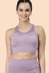 ENAMOR BRA-A203 Dusky Orchid Medium Support Sports Bra | Held-in-fit Seamless Bra With Perforation For Ventilation For Women