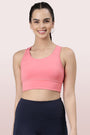 ENAMOR BRA-A202 Pink Taffy Basic Workout Sports Bra Medium Impact Dry Fit Longline Basic