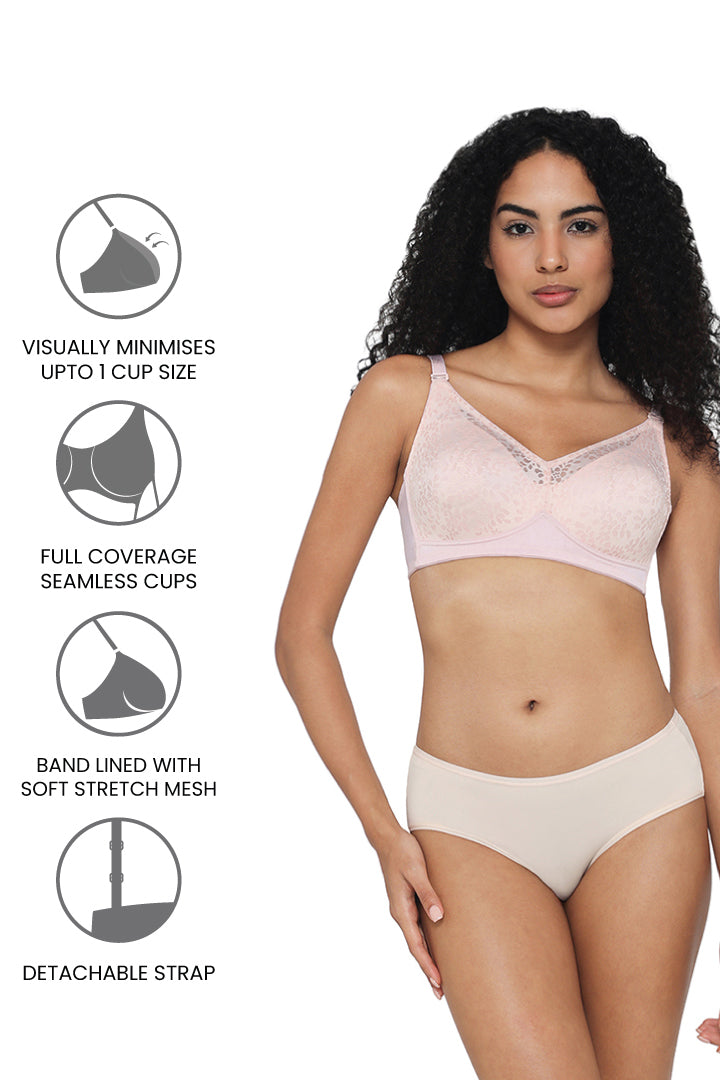 WACOAL BRA BI07A01 BE Curvy Confidence Non-Padded Non-Wired Full Cup Plus Size Minimizer Bra - Beige