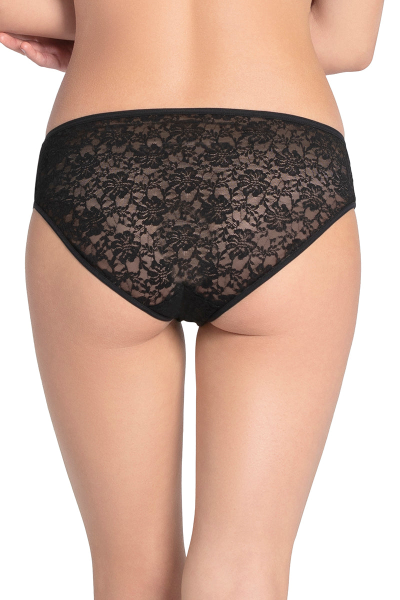 Black-Sea-Pink AMANTE PAN10306 Floral Romance Three-Fourth Coverage Low Rise Bikini Panty