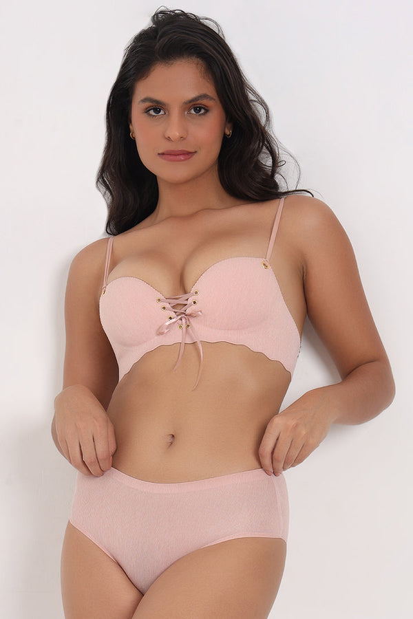 AXTZH Lace-Up Scallop Edge Padded BRA XB0238