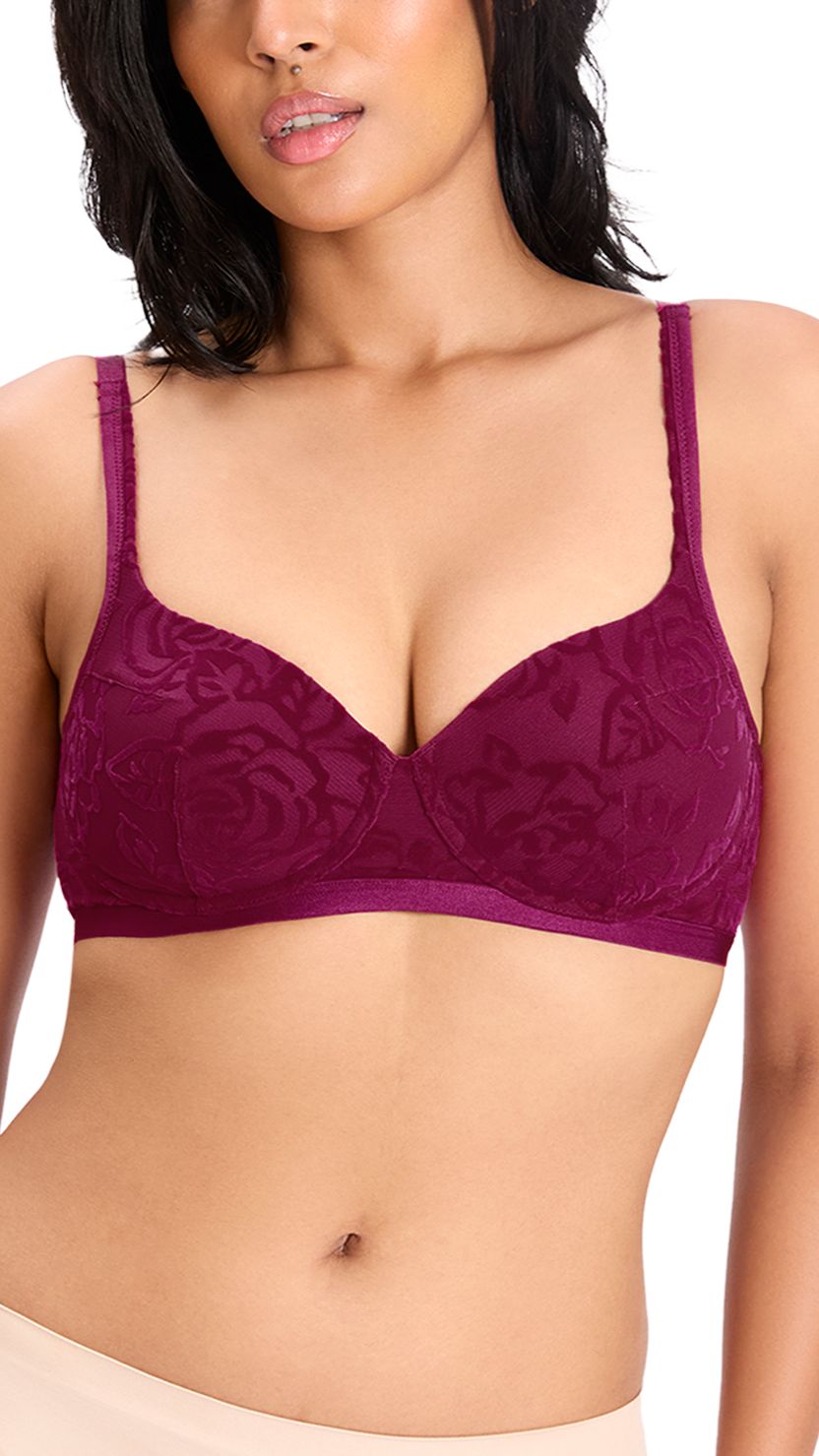 Triumph Purple Wire-Free Lightly Padded Floral Everyday Bra