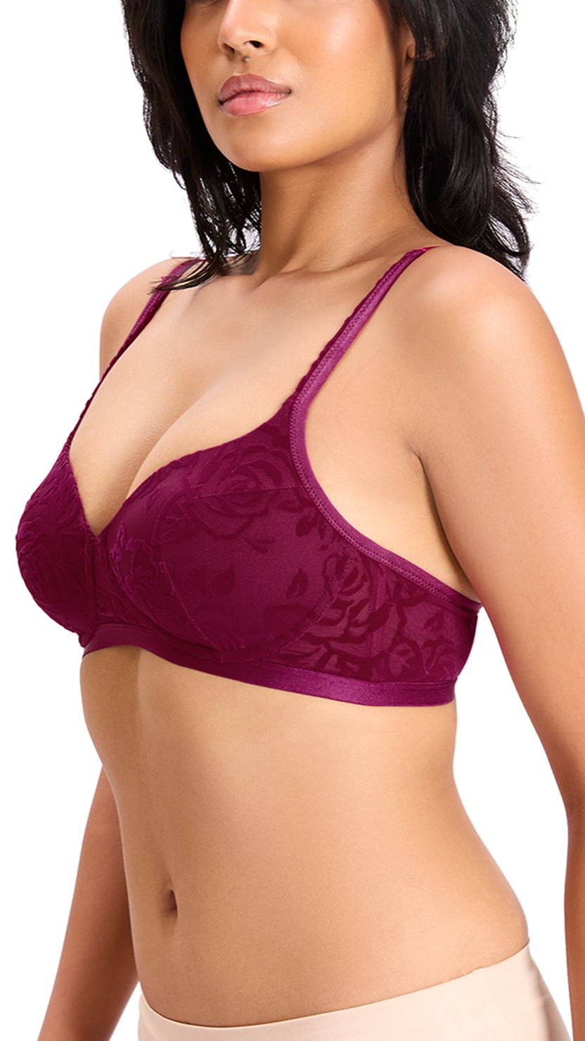 Triumph Purple Wire-Free Lightly Padded Floral Everyday Bra