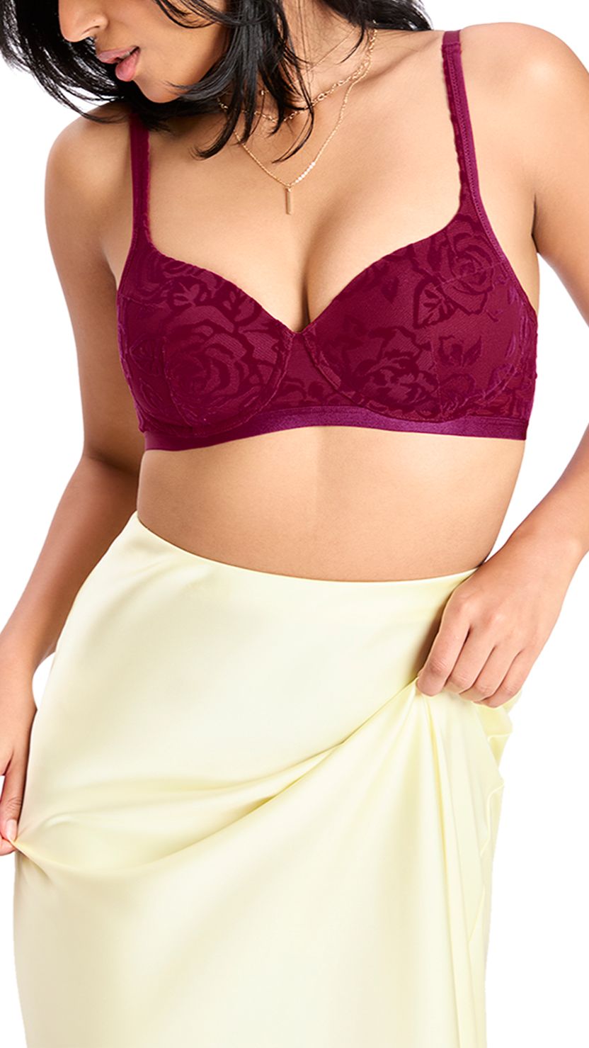 Triumph Purple Wire-Free Lightly Padded Floral Everyday Bra