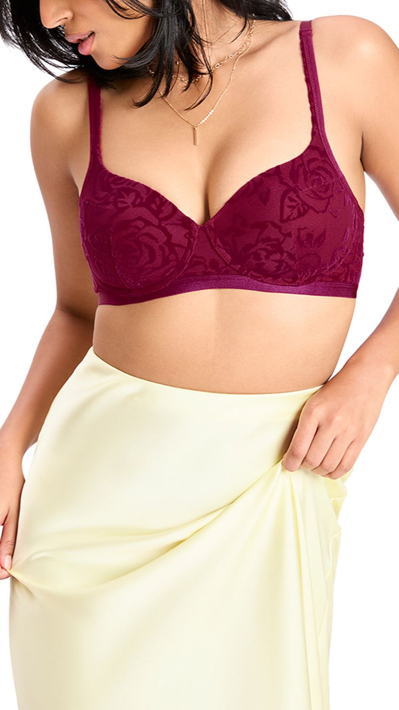 Triumph Purple Wire-Free Lightly Padded Floral Everyday Bra