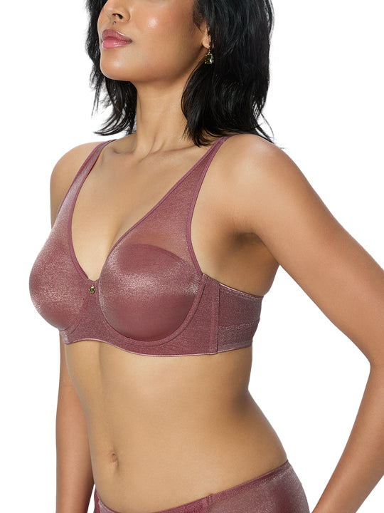 TRIUMPH BRA 123I587-43 Women Sheen Mesh Wired Padded Plunge Bra