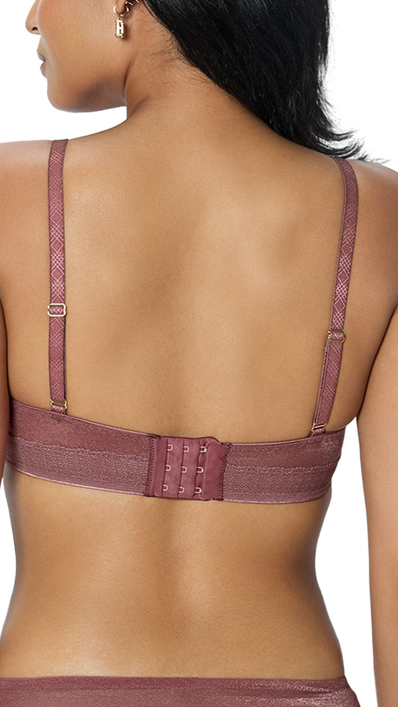 Triumph Mauve Pink Sheen Mesh Wired Padded Plunge Bra