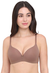 WACOAL BRA BI03P02 BR BASICS Zoe Padded Non-wired 3/4th Cup Everyday Wear Comfort Fit T-shirt Bra - Brown