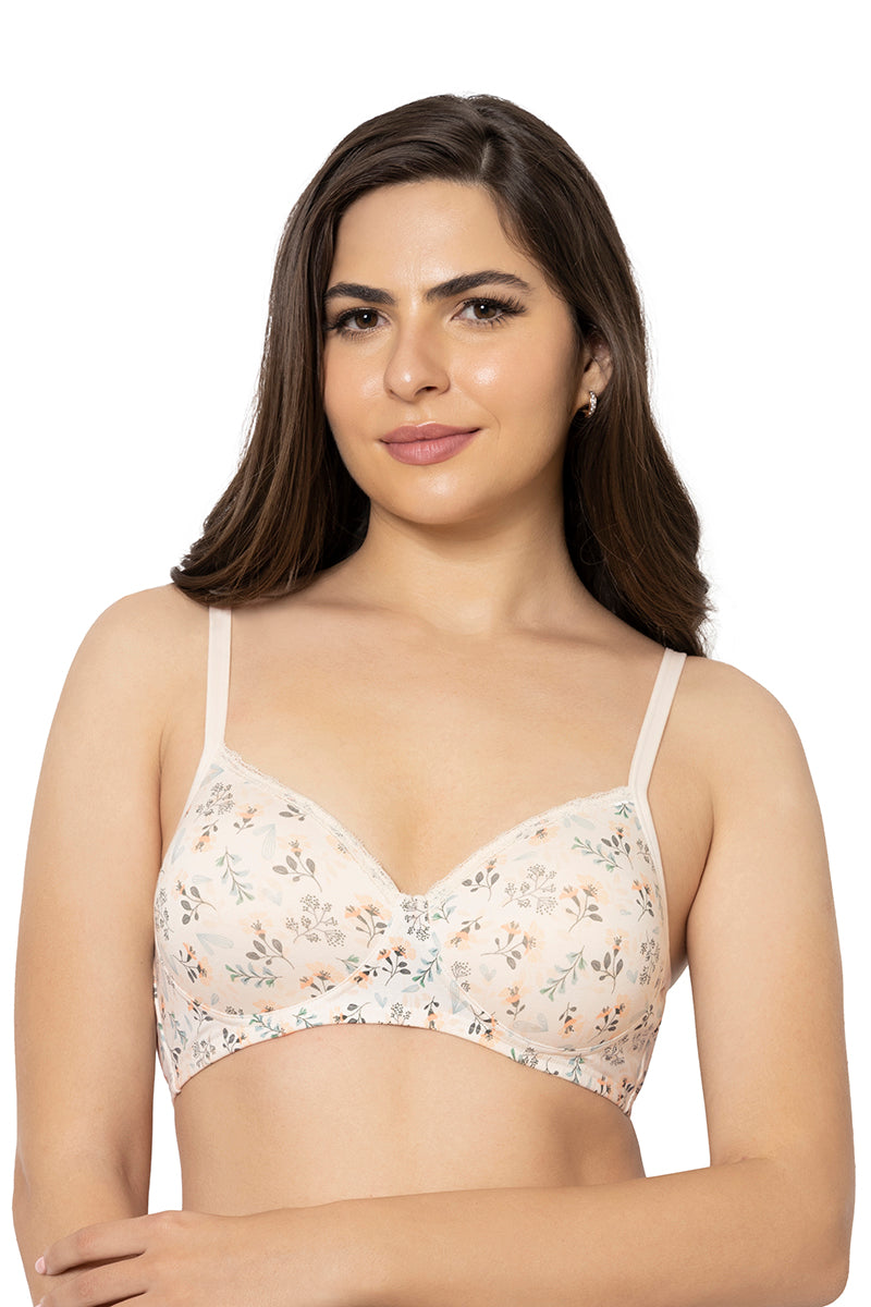 2 Cotton Casual Lightly Padded Non-Wired Full Coverage T-Shirt Bra