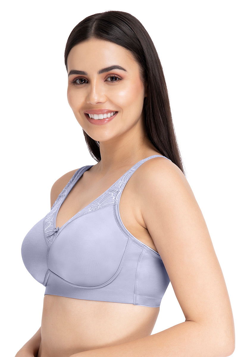 AMANTE BRA -BRA78001 Elegant Support Non-padded & Non-wired Soft Gray Bra