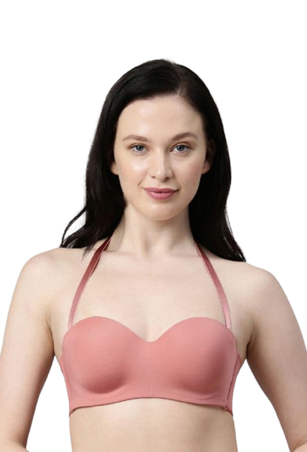 Enamor-F074 Rosette Full Figure Strapless Multi-Way Bra - Padded Wired Medium Coverage