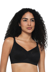 WACOAL BRA BI07A01 BL Curvy Confidence Non-Padded Non-Wired Full Cup Plus Size Minimizer Bra - Black