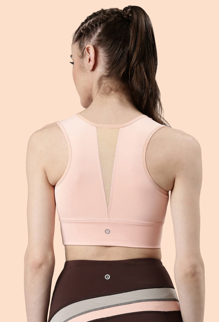 Enamor-E121 RACER LONGLINE SPORTS BRA | CREW NECK RACER BACK DRY FIT BOUNCE CONTROL SPORTS BRA