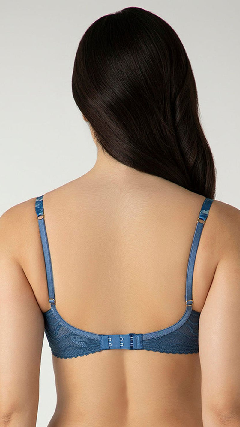 Amante Floral Blue Lace Demi Cup Lightly Padded Bra