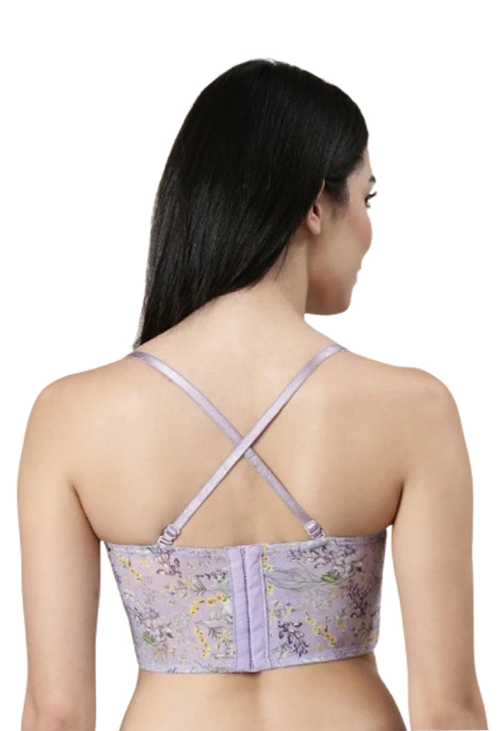 ENAMOR BRA-F130 FLEXI LIGHT PRINTED BUSTIER BRA PADDED WIRED HIGH COVE