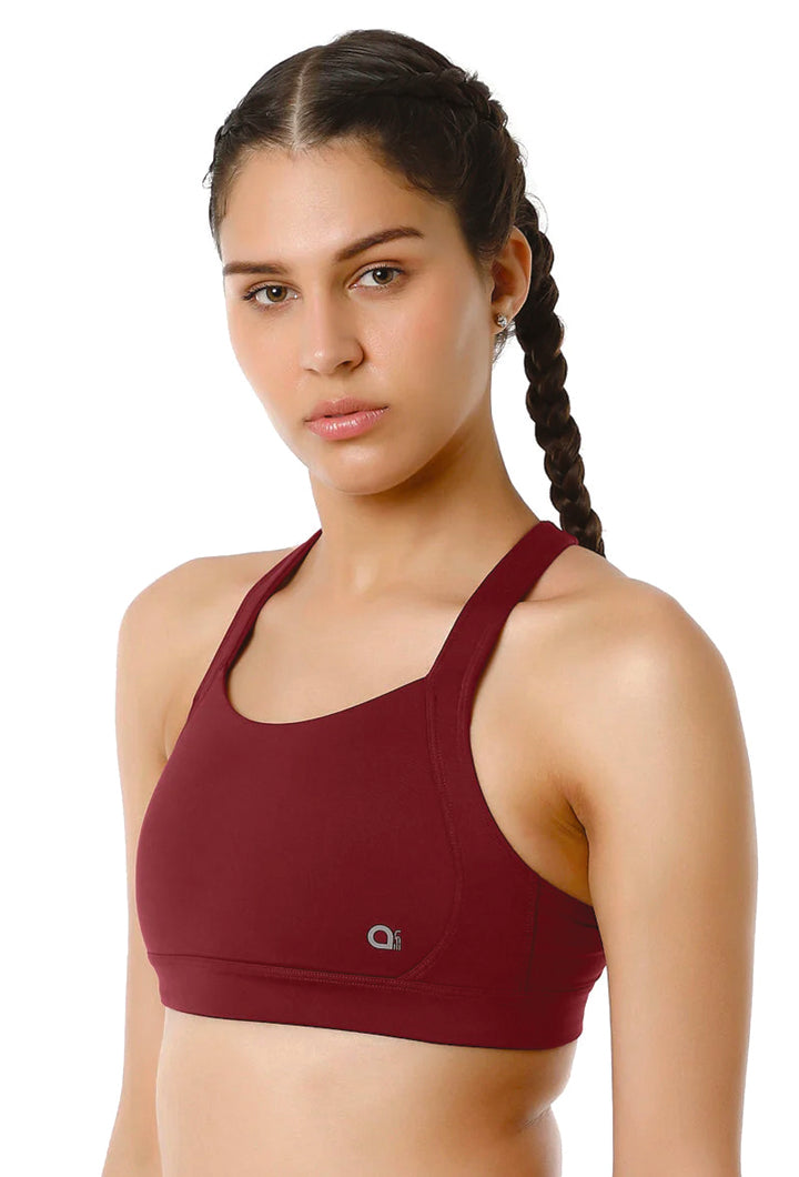 Chocolate Truffle AMANTE BRA-ABR98801 Energize High Impact Round Neck Sports Bra