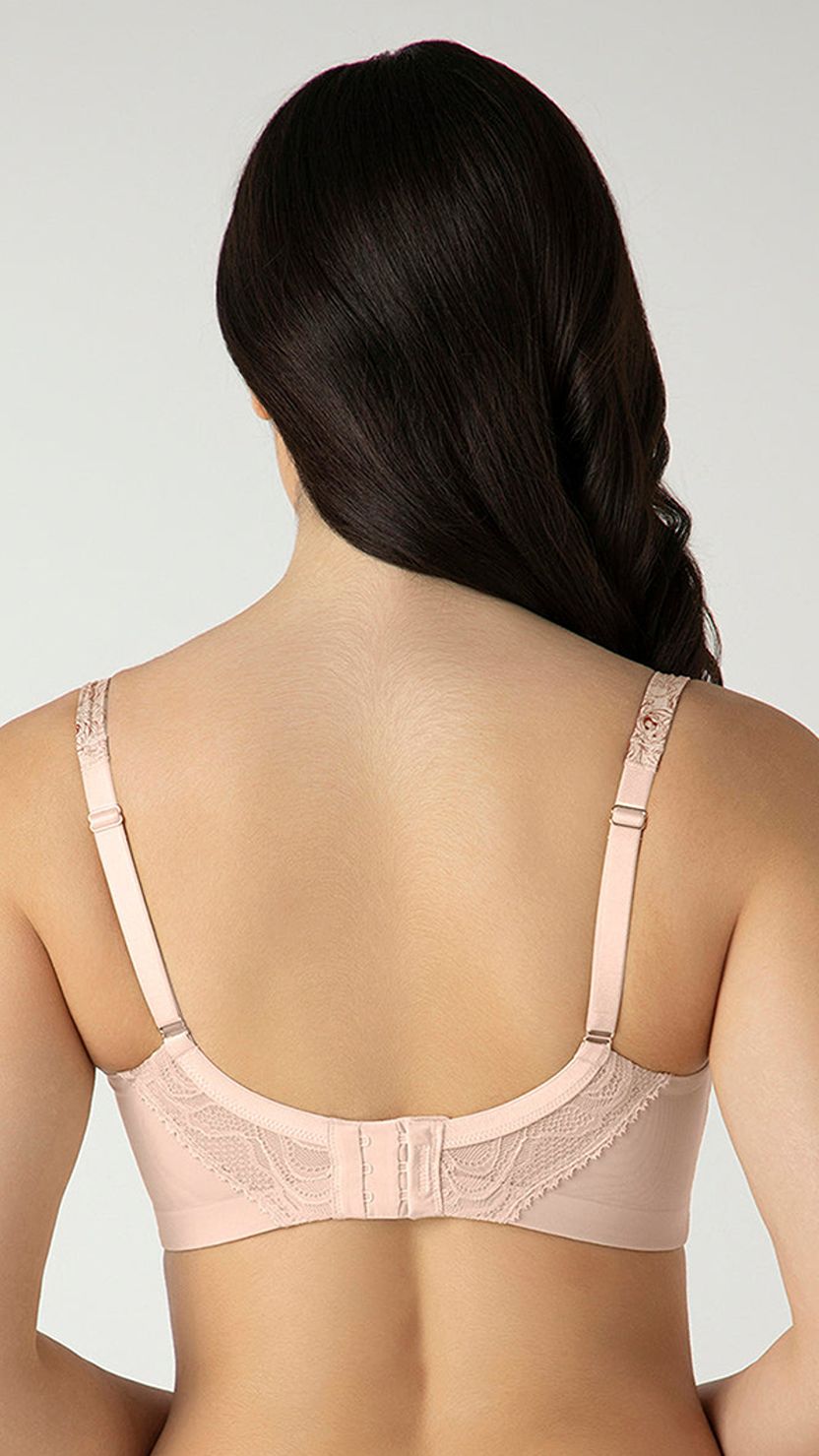 Amante Peach Floral Lace Non-Padded Contour Bra