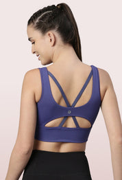 Enamor-E117 Longline Sports Bra – Solid | Scoop Neck Line High Impact Dry Fit Sports Bra