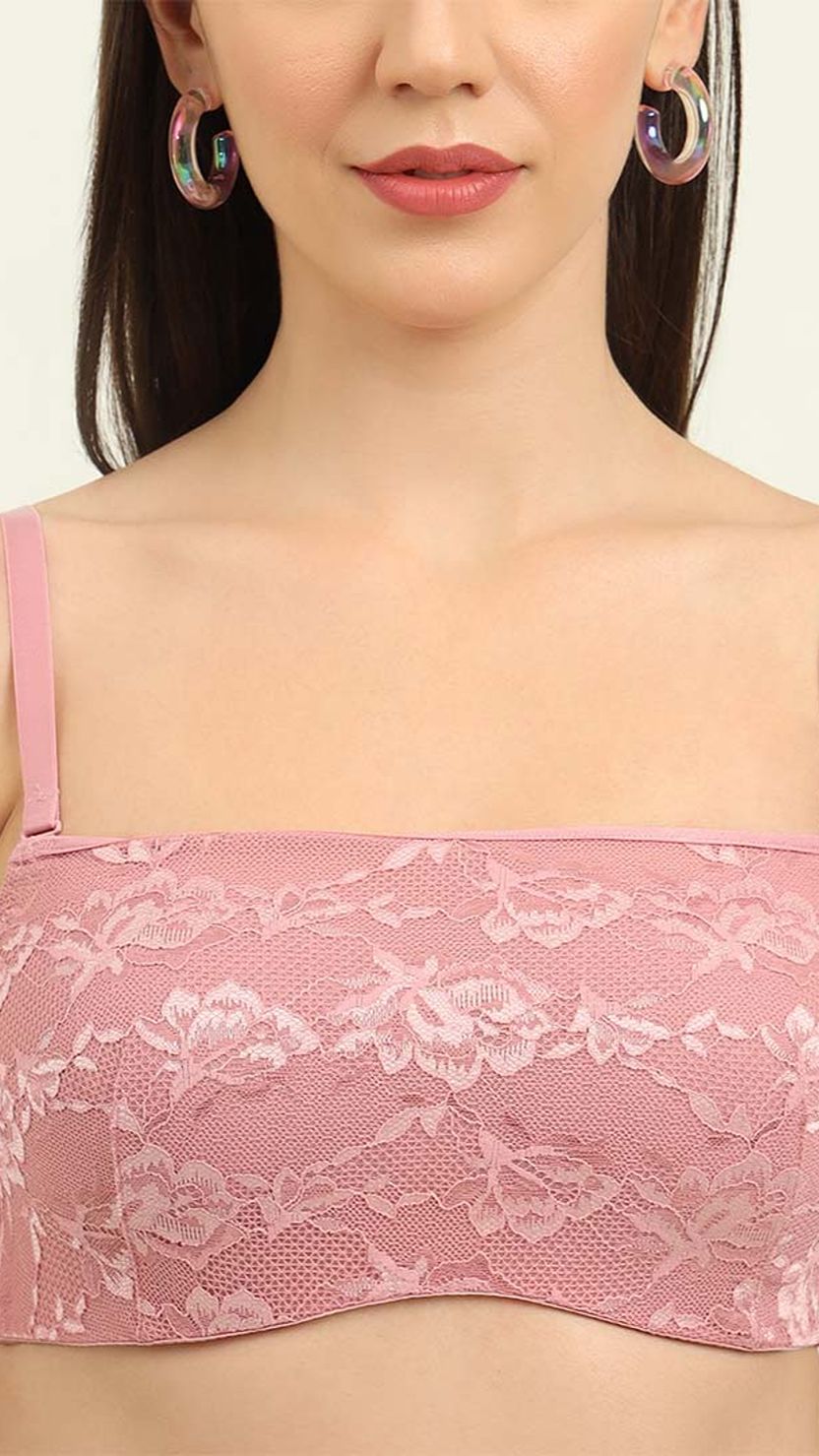 Triumph Pink New Lace Bandeau Bra Padded Wired